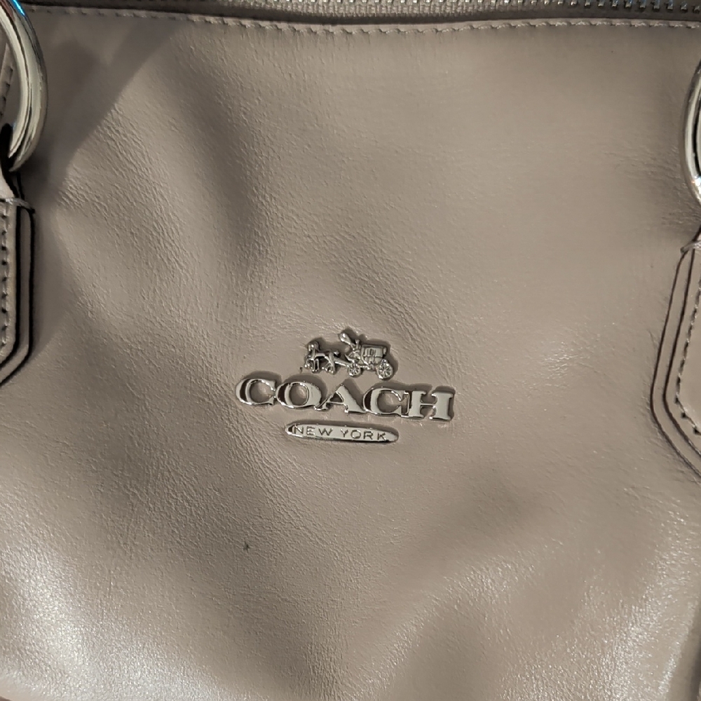Coach Shoulder Bag in Taupe Gray with Silver Hardware